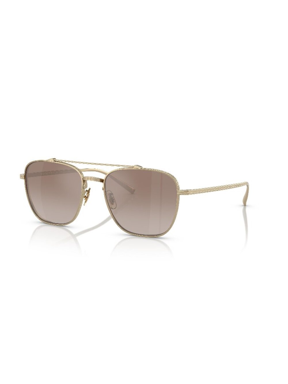 New Oliver Peoples Men's Sunglasses Gold Aviator Brown Lens Titanium Frame 55
